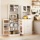 Kitchen Pantry Cabinet 67 Inch Freestanding Tall Cupboard with Microwave Shelf-White by LJGDeals