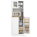 Kitchen Pantry Cabinet 67 Inch Freestanding Tall Cupboard with Microwave Shelf-White by LJGDeals