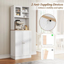 Kitchen Pantry Cabinet 67 Inch Freestanding Tall Cupboard with Microwave Shelf-White by LJGDeals