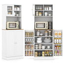 Kitchen Pantry Cabinet 67 Inch Freestanding Tall Cupboard with Microwave Shelf-White by LJGDeals
