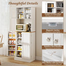 Kitchen Pantry Cabinet 67 Inch Freestanding Tall Cupboard with Microwave Shelf-White by LJGDeals