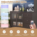 Kitchen Pantry Storage Cabinet Kitchen Hutch with LED lights and Power Outlet by LJGDeals