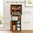 Kitchen Pantry Storage Cabinet with Microwave Stand and Open Shelves by LJGDeals
