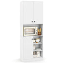 Kitchen Pantry Storage Cabinet with Microwave Stand and Open Shelves by LJGDeals