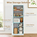 Kitchen Pantry Storage Cabinet with Microwave Stand and Open Shelves by LJGDeals