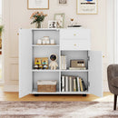 Kitchen Sideboard Buffet Cabinet Coffee Bar Cabinet with 2 Drawers 2 Doors and 3 Adjustable Shelves-White by LJGDeals