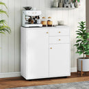 Kitchen Sideboard Buffet Cabinet Coffee Bar Cabinet with 2 Drawers 2 Doors and 3 Adjustable Shelves-White by LJGDeals