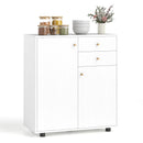 Kitchen Sideboard Buffet Cabinet Coffee Bar Cabinet with 2 Drawers 2 Doors and 3 Adjustable Shelves-White by LJGDeals