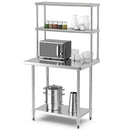 36 x 12 Inch Kitchen Stainless Steel Overshelf with Adjustable Lower Shelf by LJGDeals