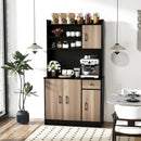 4-Door Freestanding Kitchen Buffet with Hutch and Adjustable Shelves by LJGDeals