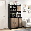 4-Door Freestanding Kitchen Buffet with Hutch and Adjustable Shelves by LJGDeals