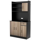 4-Door Freestanding Kitchen Buffet with Hutch and Adjustable Shelves by LJGDeals