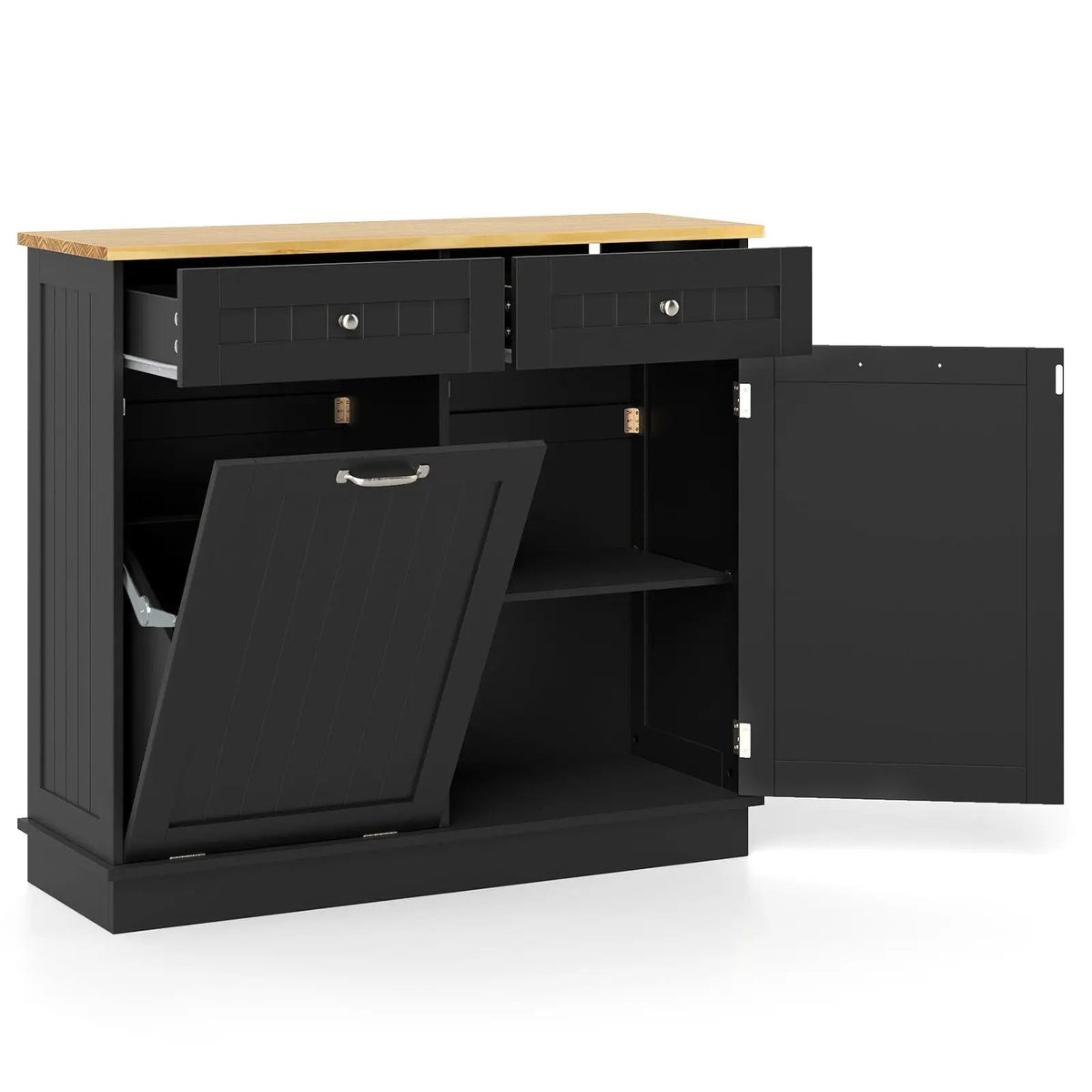 Kitchen Tilt Out Trash Cabinet with 2 Drawers and Adjustable Shelf, photo 15 of 33