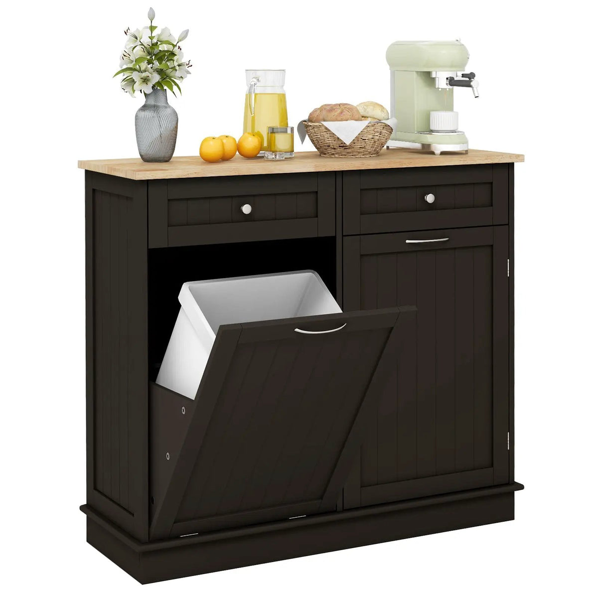 Kitchen Tilt Out Trash Cabinet with 2 Drawers and Adjustable Shelf, photo 10 of 33