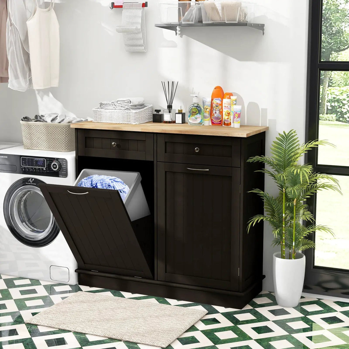 Kitchen Tilt Out Trash Cabinet with 2 Drawers and Adjustable Shelf, photo 19 of 33