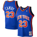 Marcus Camby New York Knicks Mitchell & Ness Blue 1998-99 Hardwood Classics Swingman Jersey by Dynasty Sports & Framing