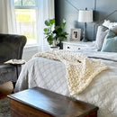 Soft Chunky Knitted Cream Throw Blanket by Decor Steals