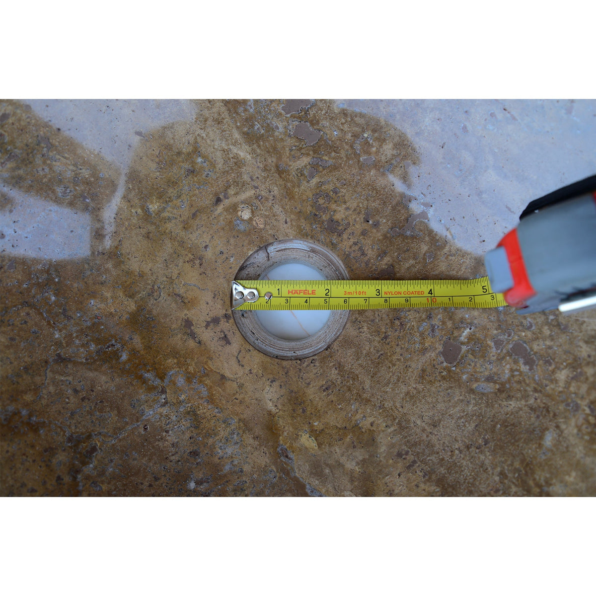 Noce Brown Travertine Vessel Sink - Handcrafted Carved Round, photo 4 of 10