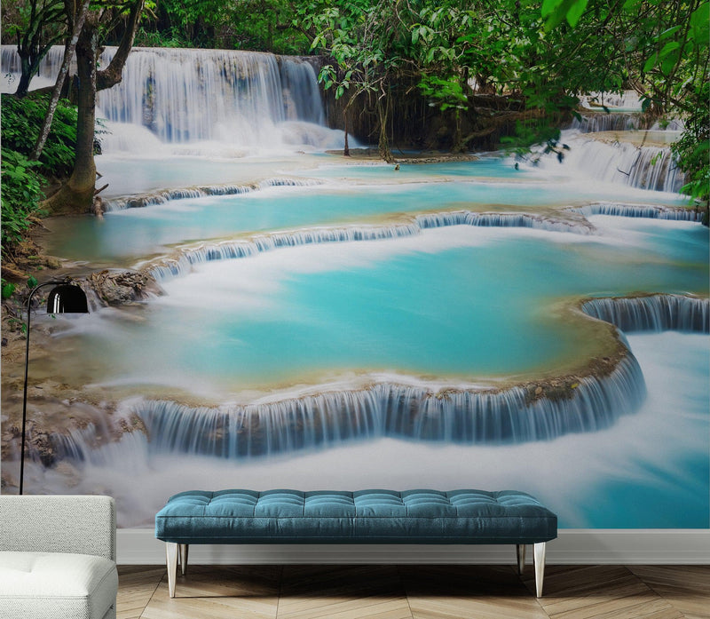 Kuang Si Thailand Waterfall Wallpaper Mural.