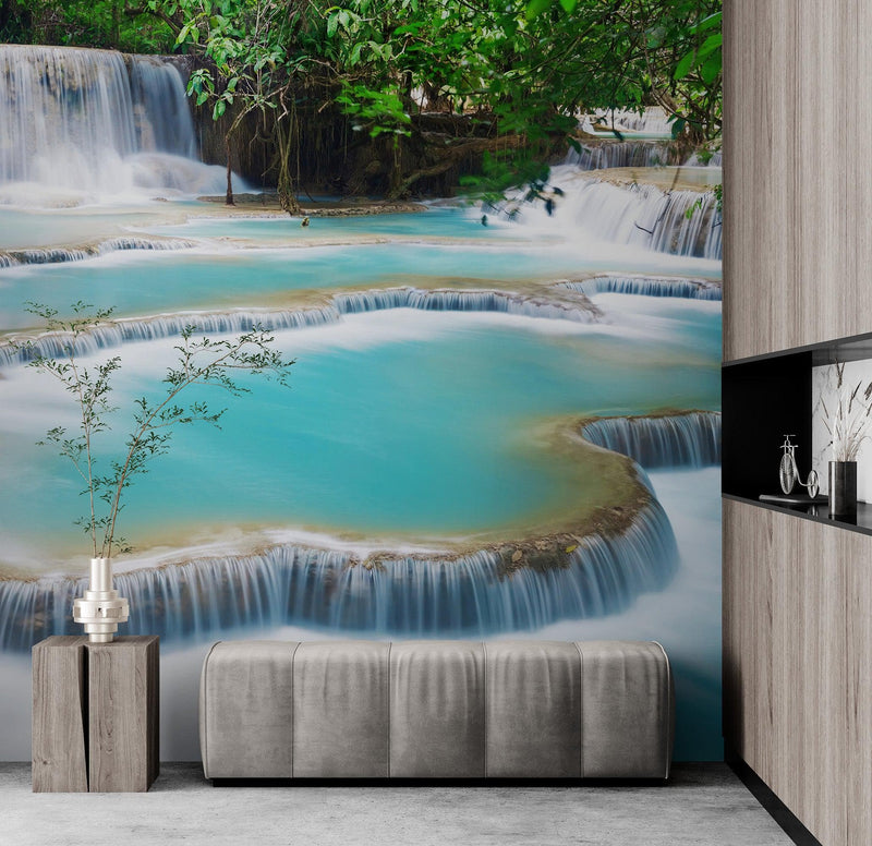 Kuang Si Thailand Waterfall Wallpaper Mural.