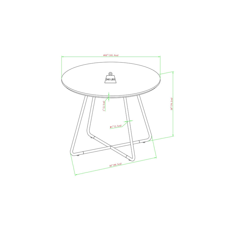 Alex 40" Modern Veneer and Metal Round Dining Table