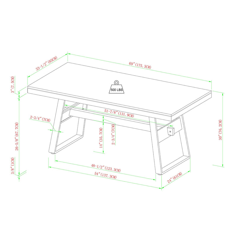 Brickell Modern Industrial Bridge-Leg Dining Table & Desk