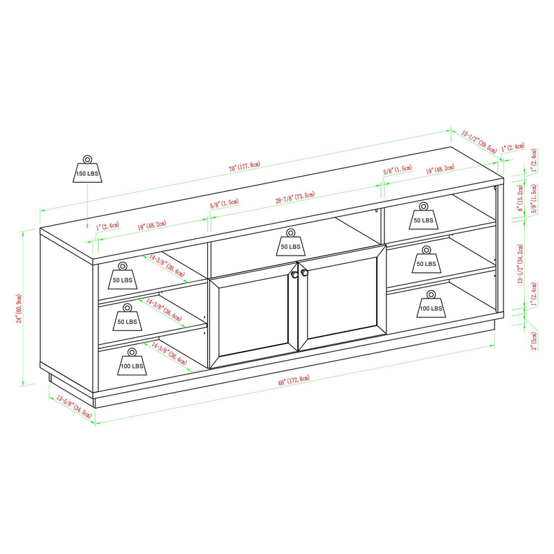 Cody 70" Contemporary Two-Door Wood TV Stand