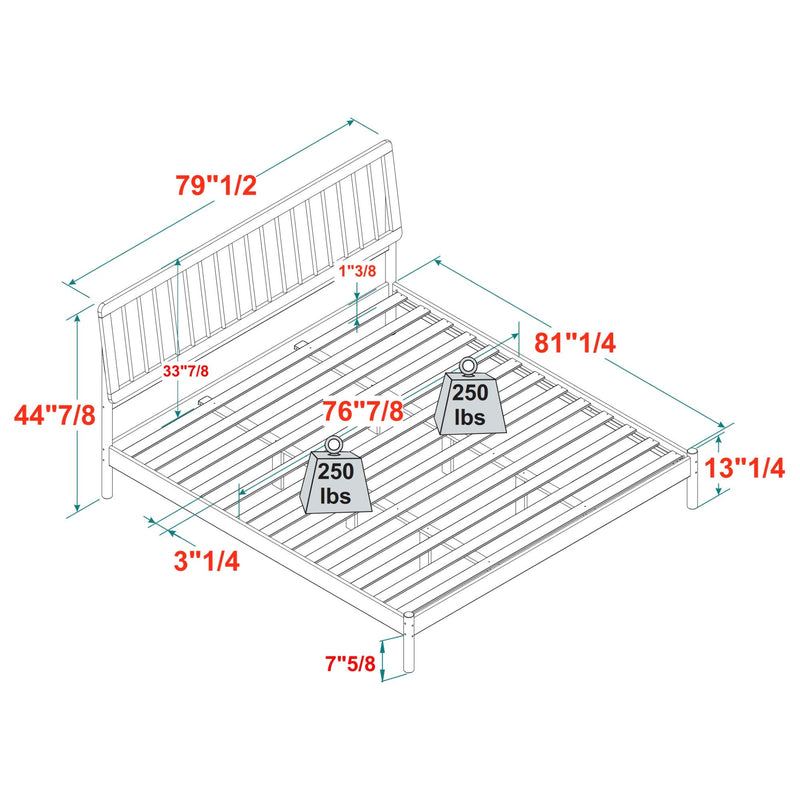 Cama Mid-Century Modern Solid Wood Spindle Bedframe