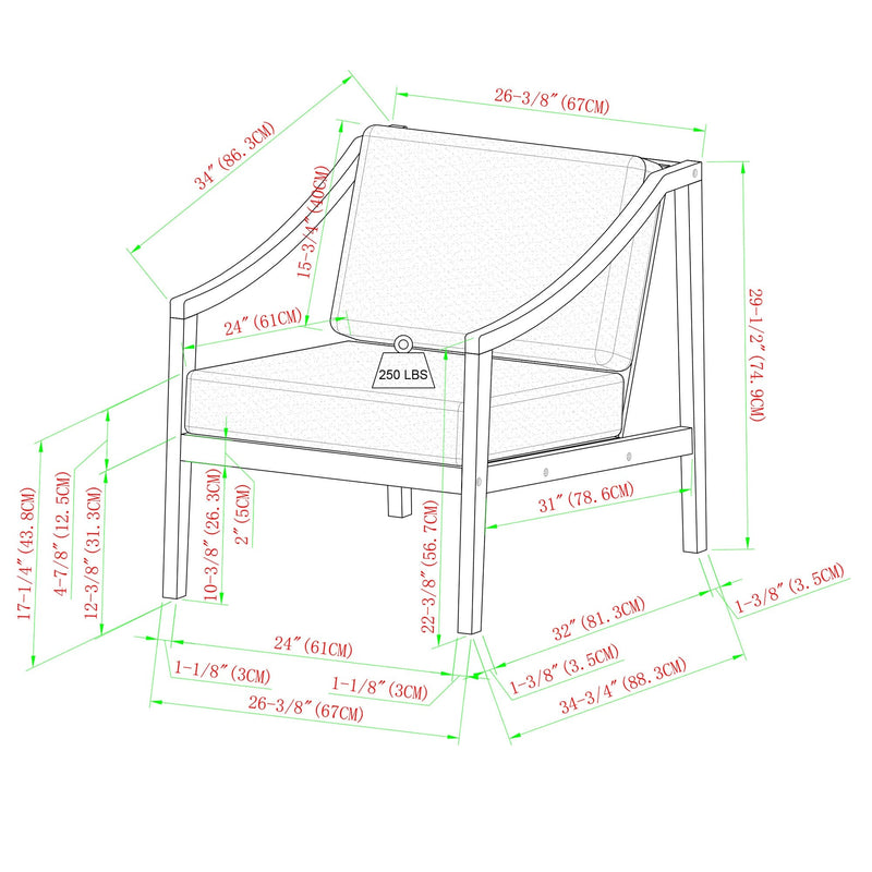 Cologne Modern 3-Piece Patio Chat Set