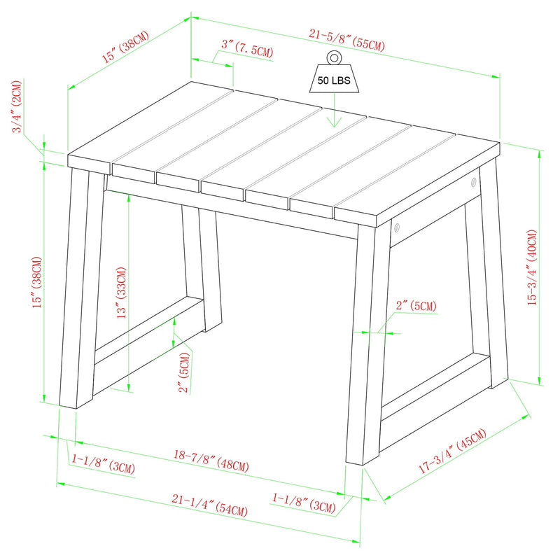 Cologne Modern Solid Wood Slat-Top Outdoor Square Side Table