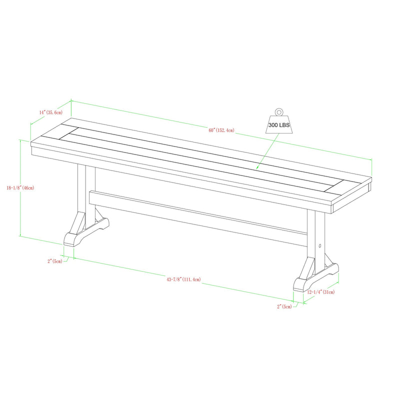 Millwright Solid Wood Dining Bench