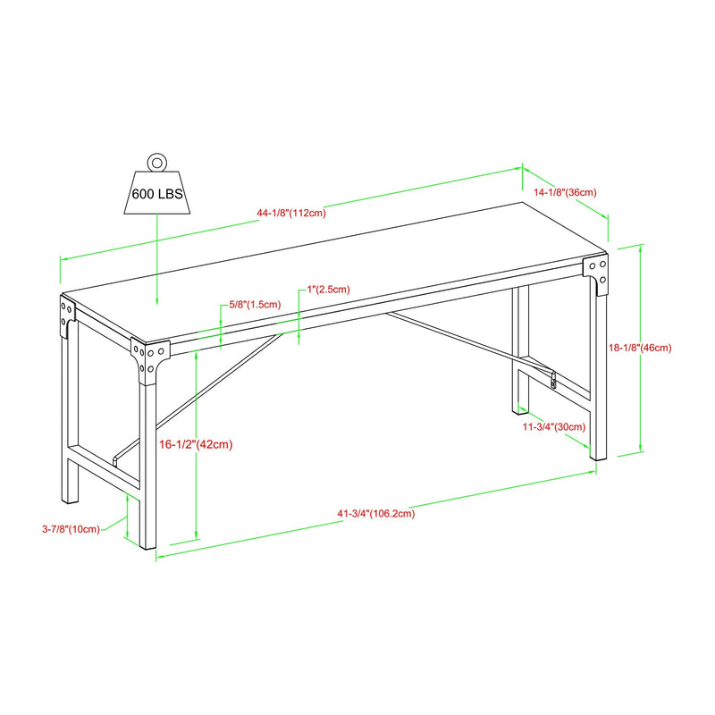 Angle Iron 44" Trestle Style Dining Bench