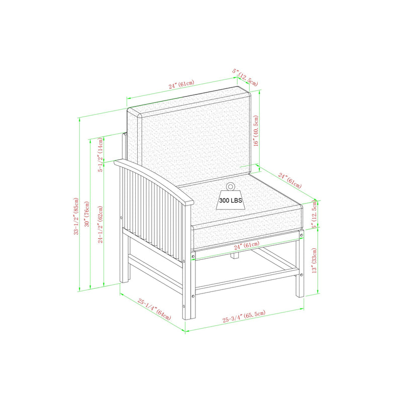 Midland Modern Solid Wood 5-Piece Outdoor Sectional Set