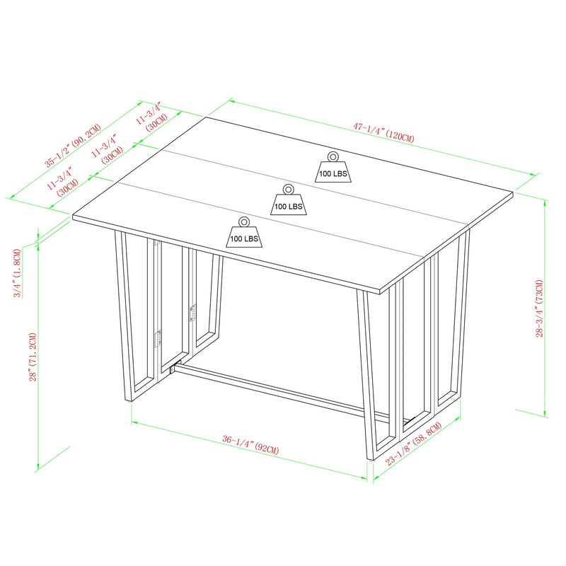 Memphis 47" Modern Drop-Leaf Dining Table