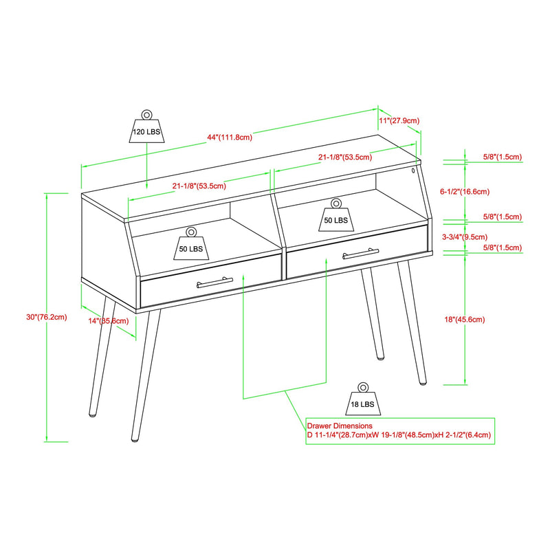 44" Contemporary 2-Drawer Entry Table