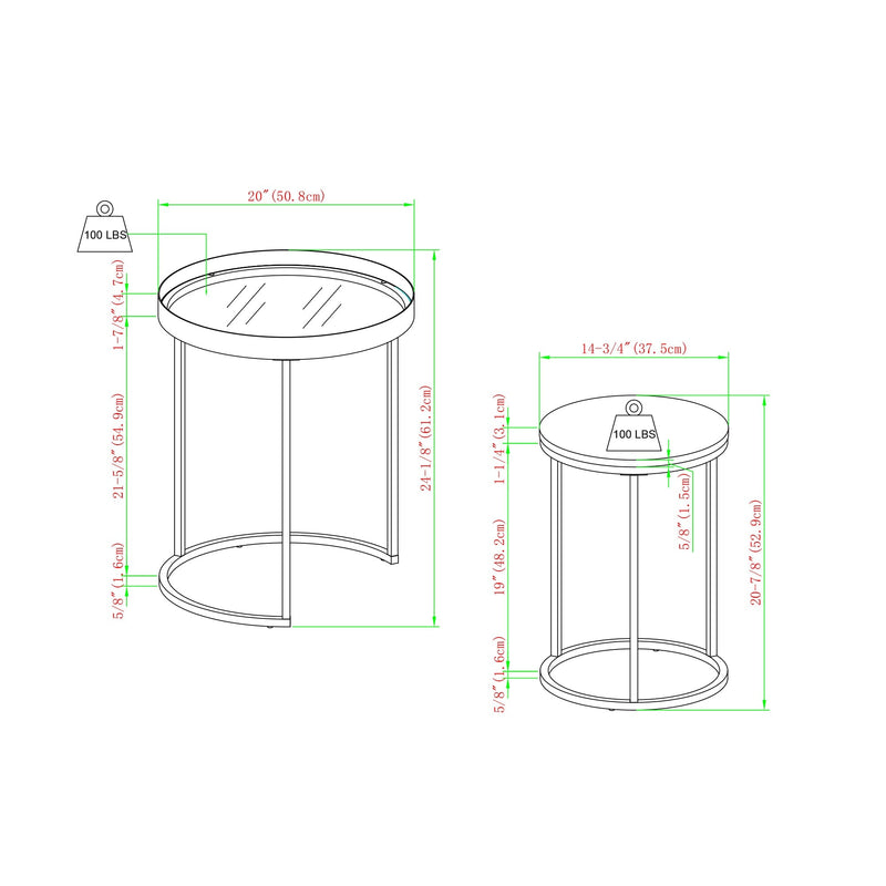 Metal and Glass Nesting Side Tables