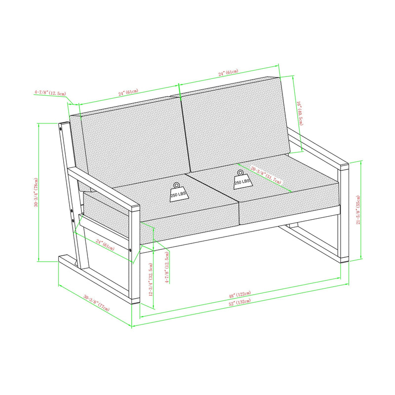 Prenton Modern Solid Wood Slatted Outdoor Loveseat