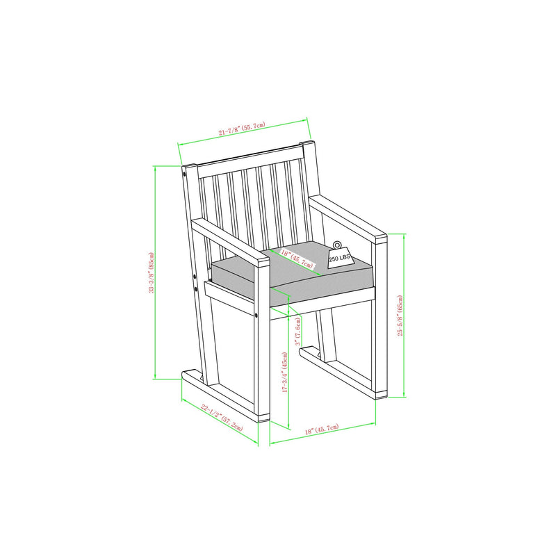 Prenton 5-Piece Modern Solid Wood Geometric Outdoor Dining Set