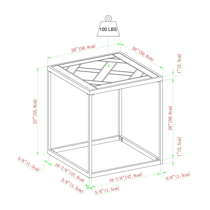 Parquet 20" Square Side Table