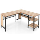 Industrial L-Shaped Corner Computer Desk Office Workstation with Storage Shelves by LJGDeals