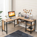 Industrial L-Shaped Corner Computer Desk Office Workstation with Storage Shelves by LJGDeals