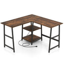L Shaped Corner Computer Desk with Storage Shelves by LJGDeals