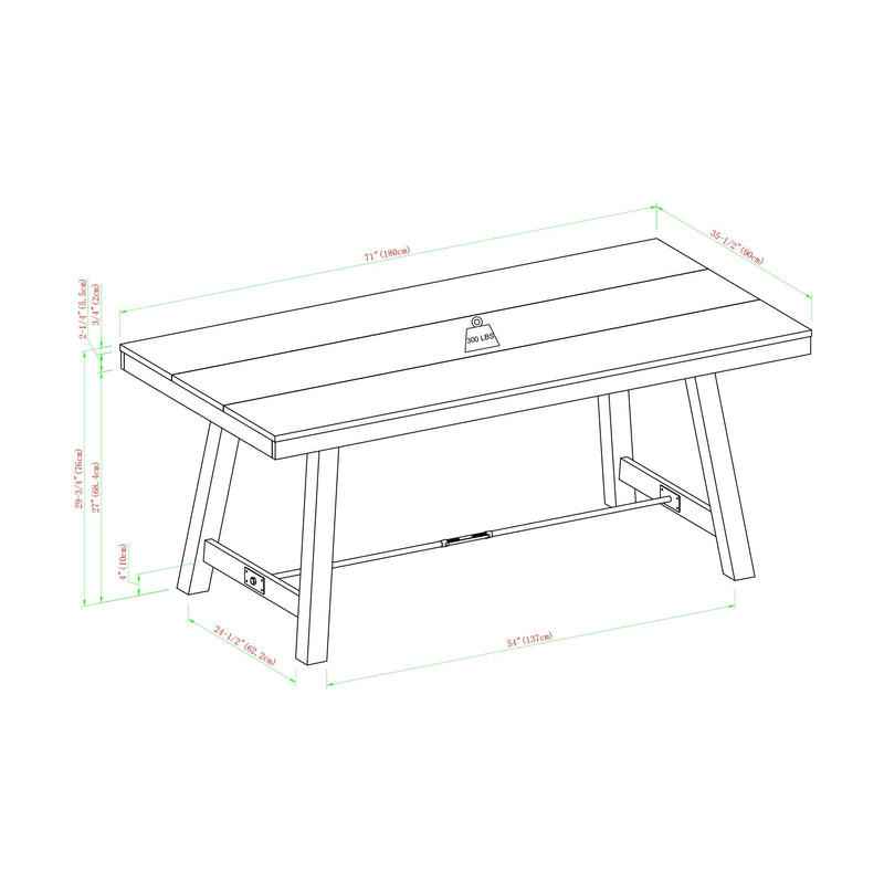 70" Trestle Dining Table