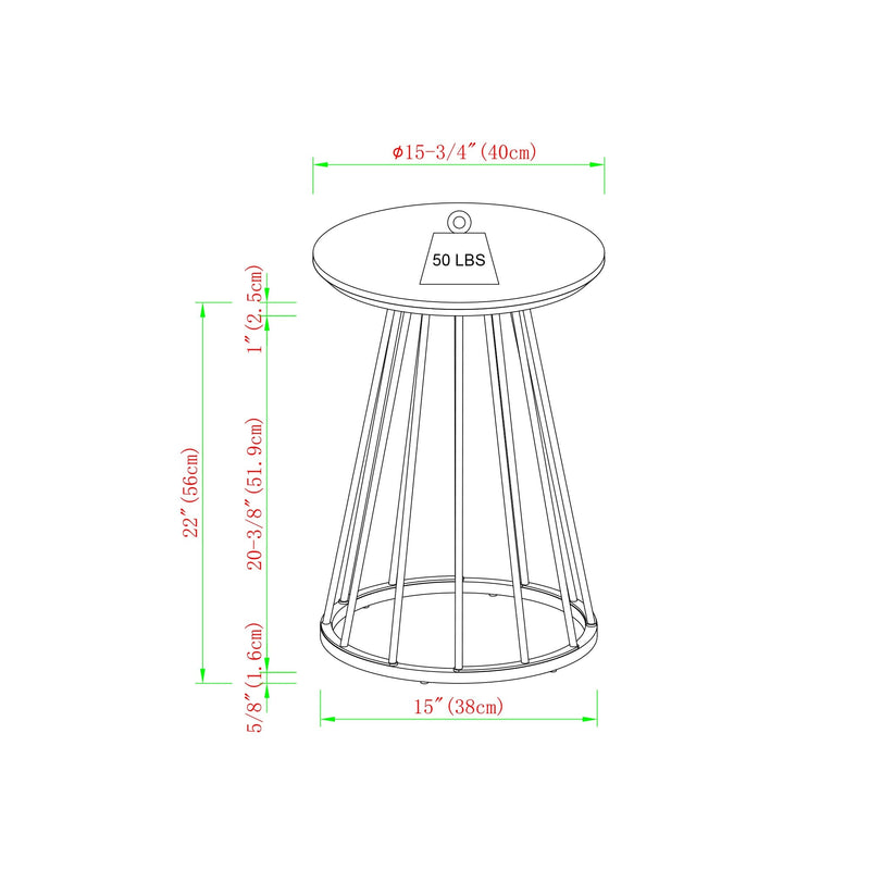 Vivian 16" Modern Side Table with Metal Caged Base