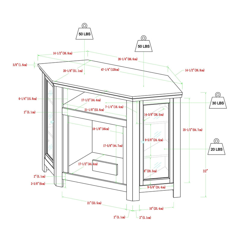 48" Wood Corner Fireplace TV Stand