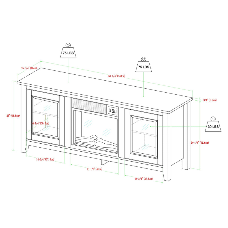 58" Traditional Electric Fireplace TV Stand