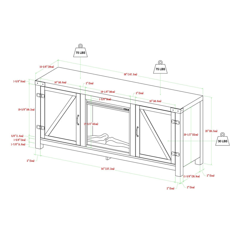 Barn Door Fireplace TV Stand