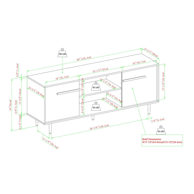 60" 2-Door Modern Media Console