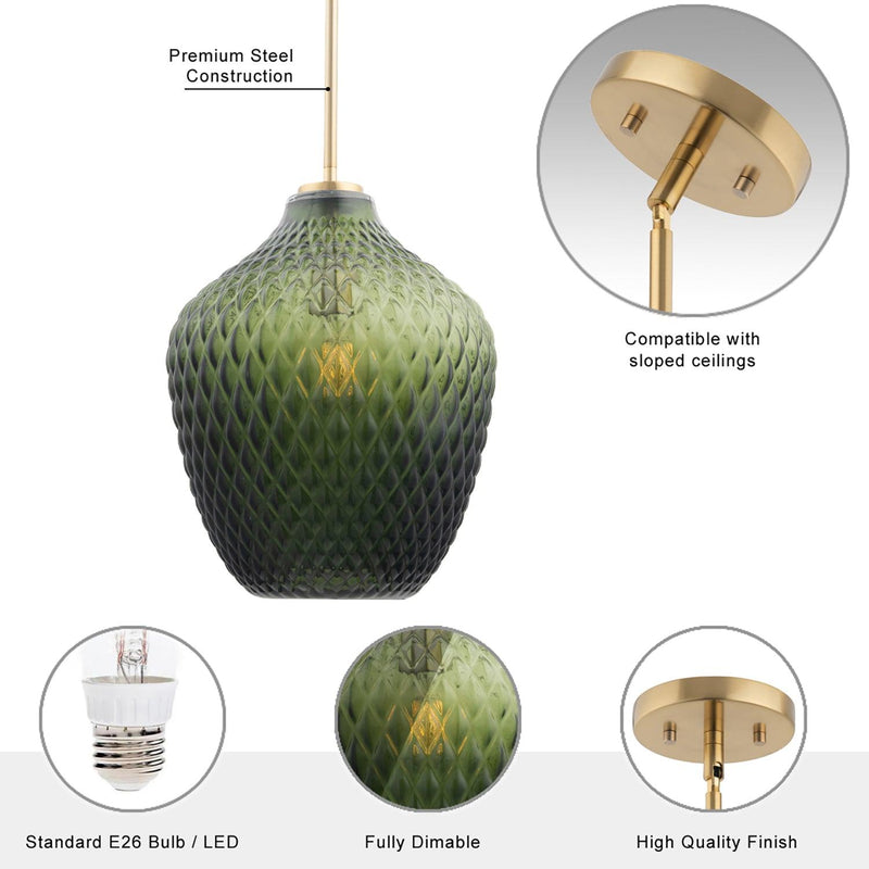 Lavine 1-light Olive Handblown Glass Mini Island Pendant Light