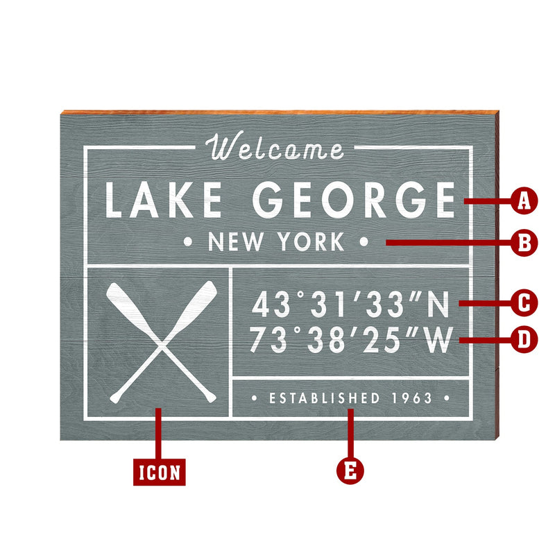 Personalized Gray/Blue Welcome Wooden Sign | Wall Art Print on Real Wood